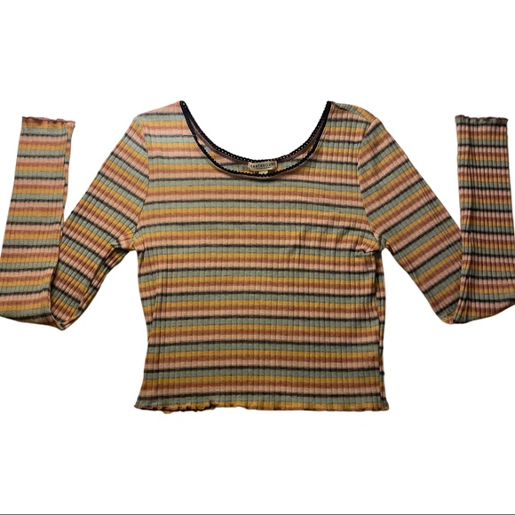 EARTHBOUND Tops - Earthbound Rainbow Long Sleeved Ribbed Crop Top Size L